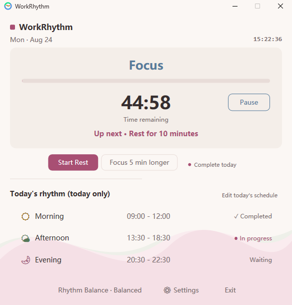 Work•Rhythm Lotus theme focus screen
